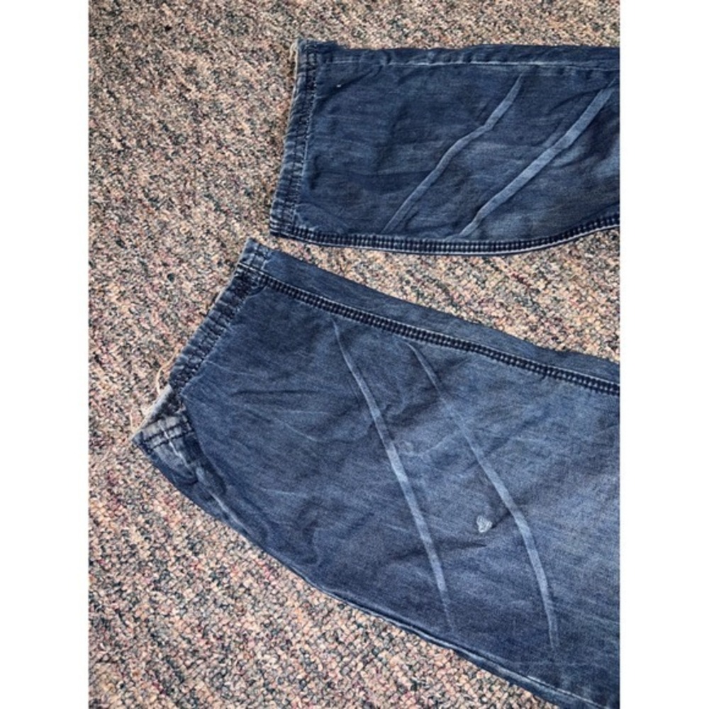 Vintage Crown Holder Mens Baggy Distressed Embroidered Jeans Dark Wash Y2K 44/35 - Picture 7 of 8